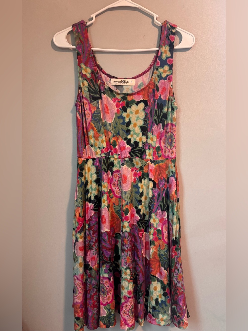 Natural Life Multicolor Floral Fit and Flare Dress with Pockets